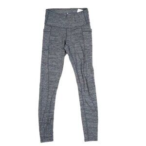 Athleta Womens Salutation High Waist Yoga Leggings Pockets Gray Heather 25W/30L